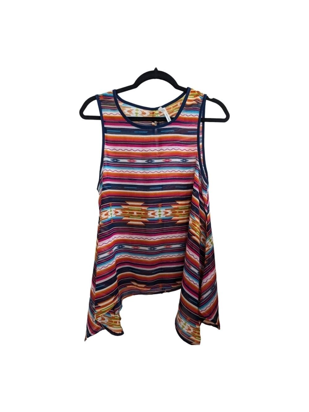 Truth NYC Sheer Southwest Pattern Sleeveless Top Size Large EUC